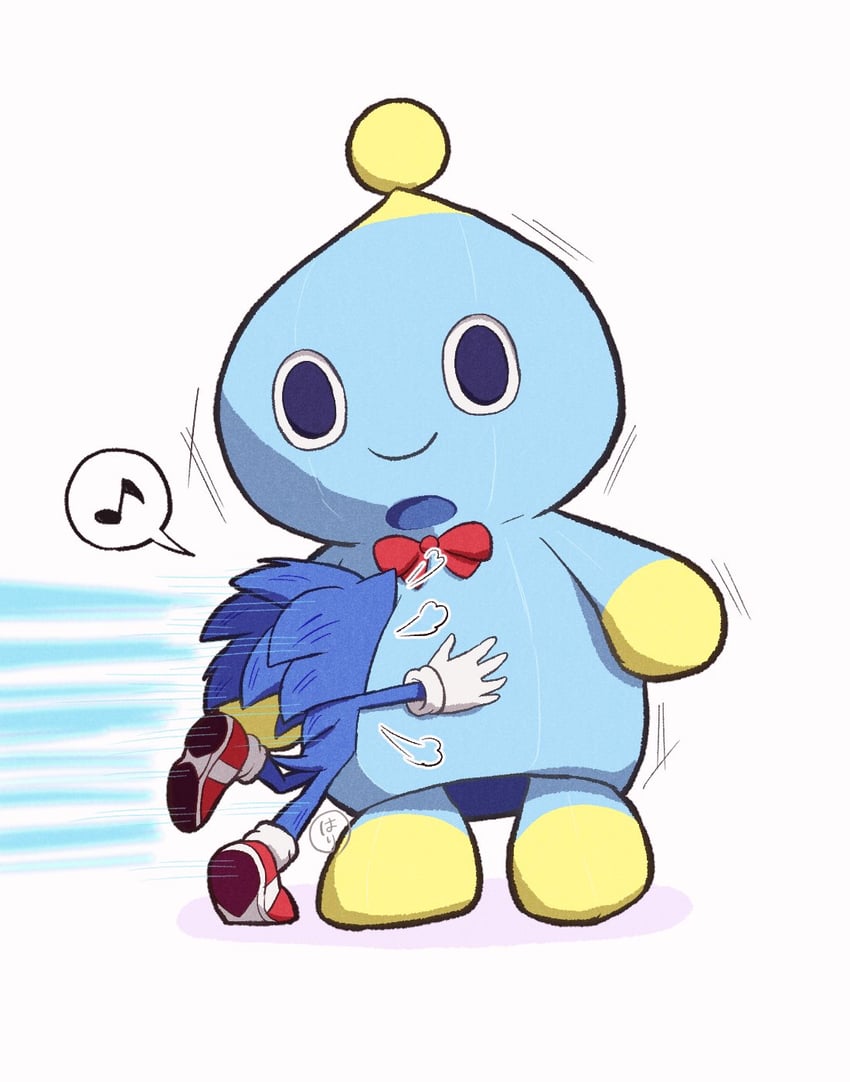 sonic the hedgehog and neutral chao (sonic and 1 more) drawn by haritamaball