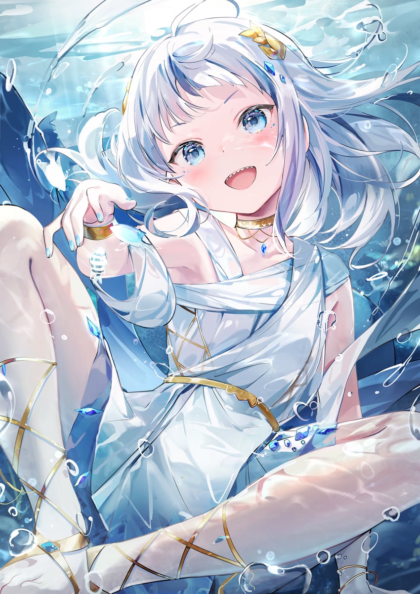 gawr gura (hololive and 1 more) drawn by ame929