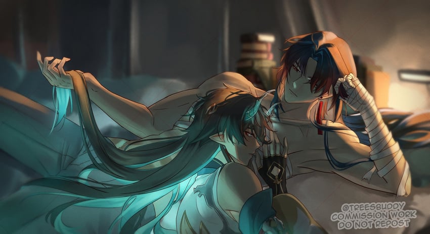 dan heng and blade (honkai and 1 more) drawn by treesbuddy