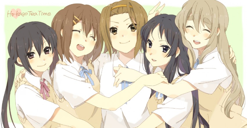 akiyama mio, nakano azusa, hirasawa yui, tainaka ritsu, and kotobuki tsumugi (k-on!) drawn by karuha