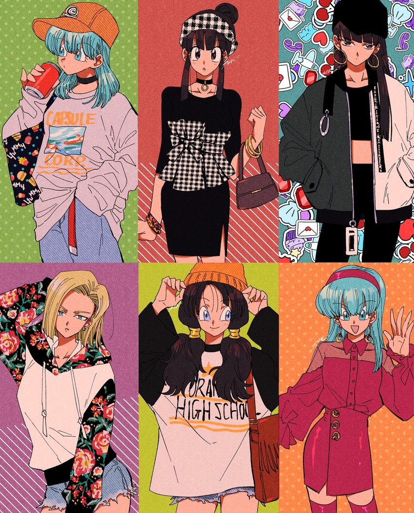 android 18, bulma, chi-chi, videl, bra, and 1 more (dragon ball and 2 more) drawn by kararai_raika