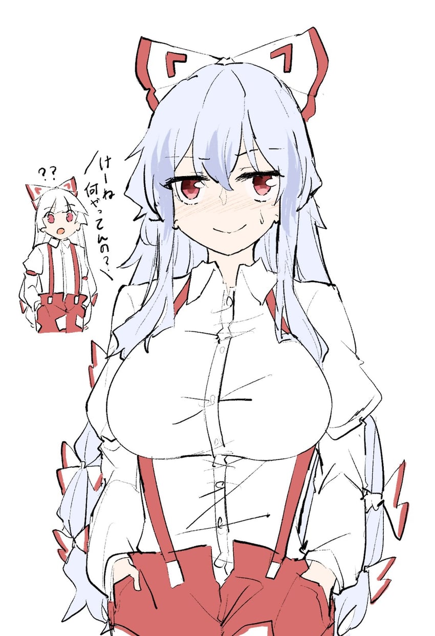 fujiwara no mokou and kamishirasawa keine (touhou) drawn by deetamu