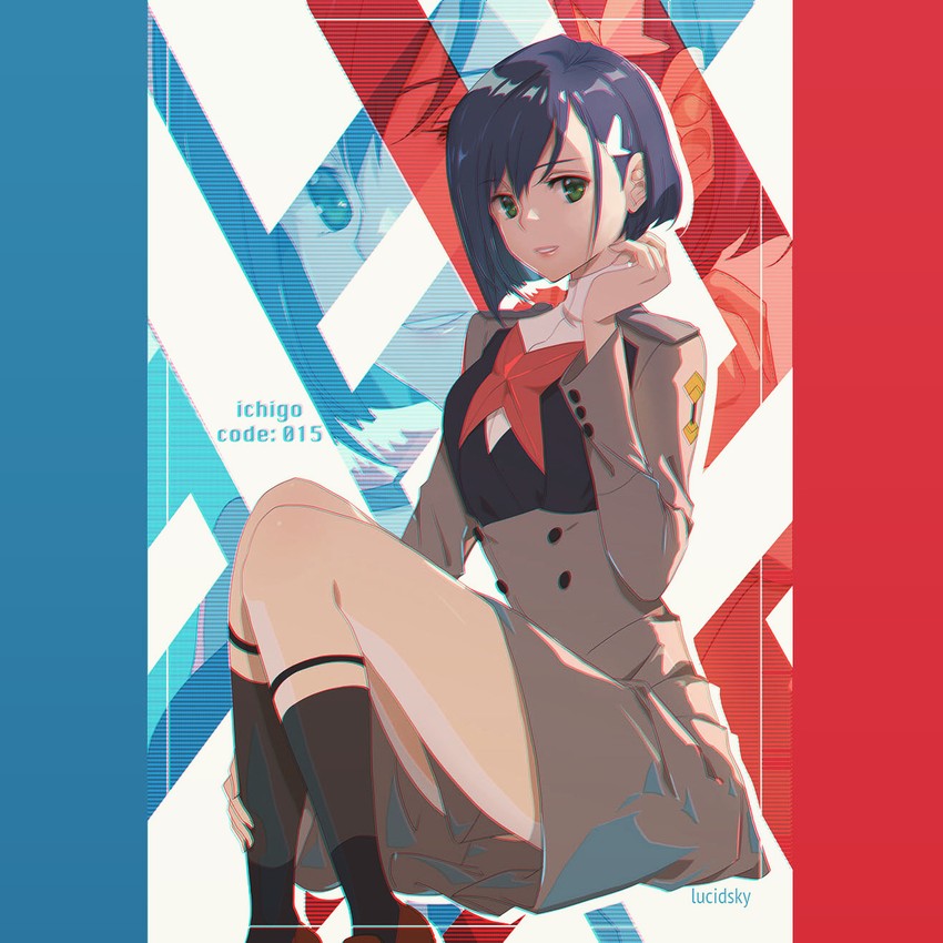 ichigo (darling in the franxx) drawn by lucidsky