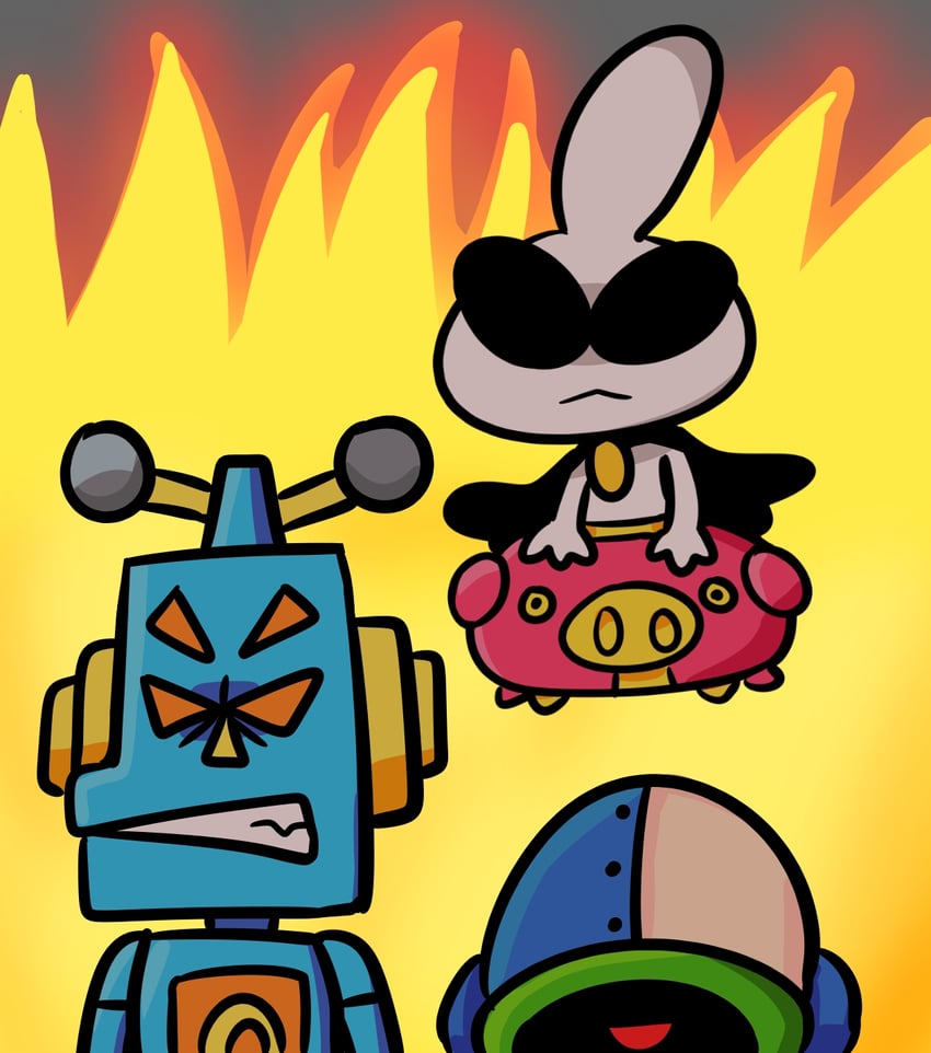 orbulon, dr. crygor, and mike (warioware and 1 more) drawn by offbeat