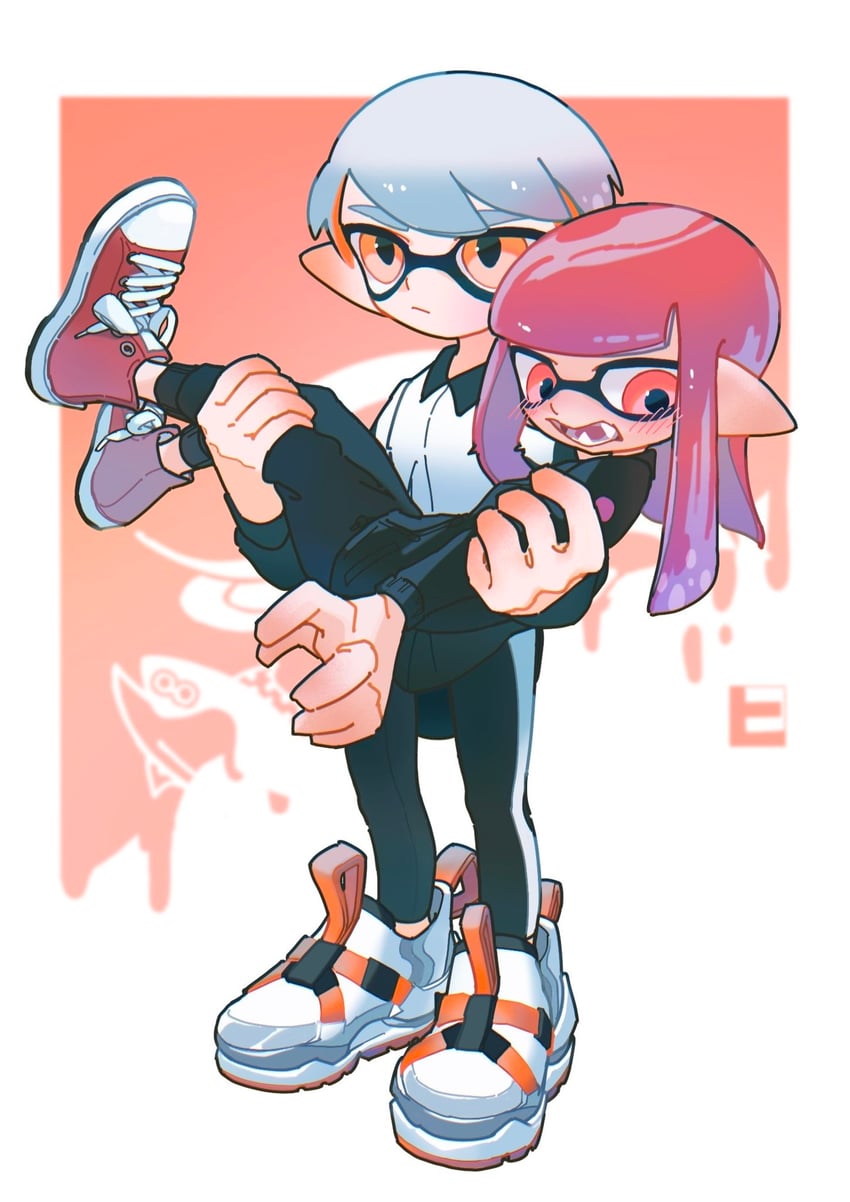 inkling player character, inkling girl, and inkling boy (splatoon) drawn by hiko0v0
