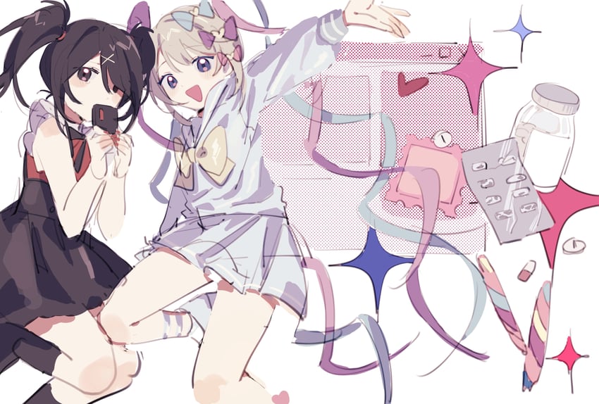 chouzetsusaikawa tenshi-chan and ame-chan (needy girl overdose) drawn by yemo3216