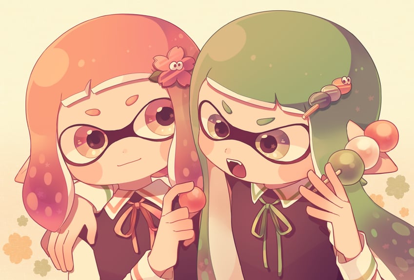 inkling player character and inkling girl (splatoon) drawn by ma-to