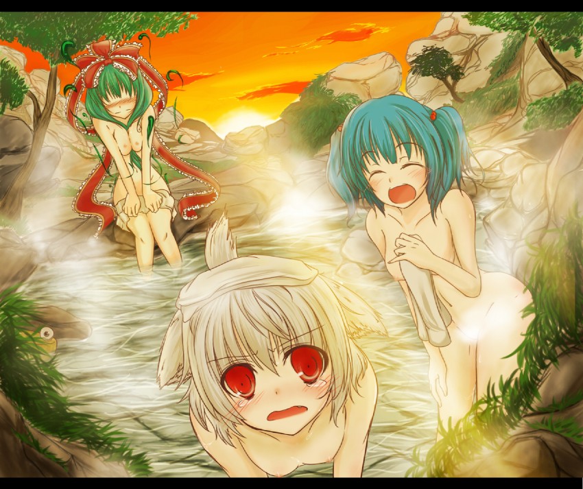 inubashiri momiji, kawashiro nitori, kagiyama hina, and pyonta (touhou) drawn by yuuma_(noel)