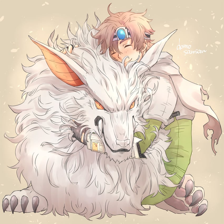 cerberus and kazuya (shin megami tensei and 1 more) drawn by shinabita_nasubi