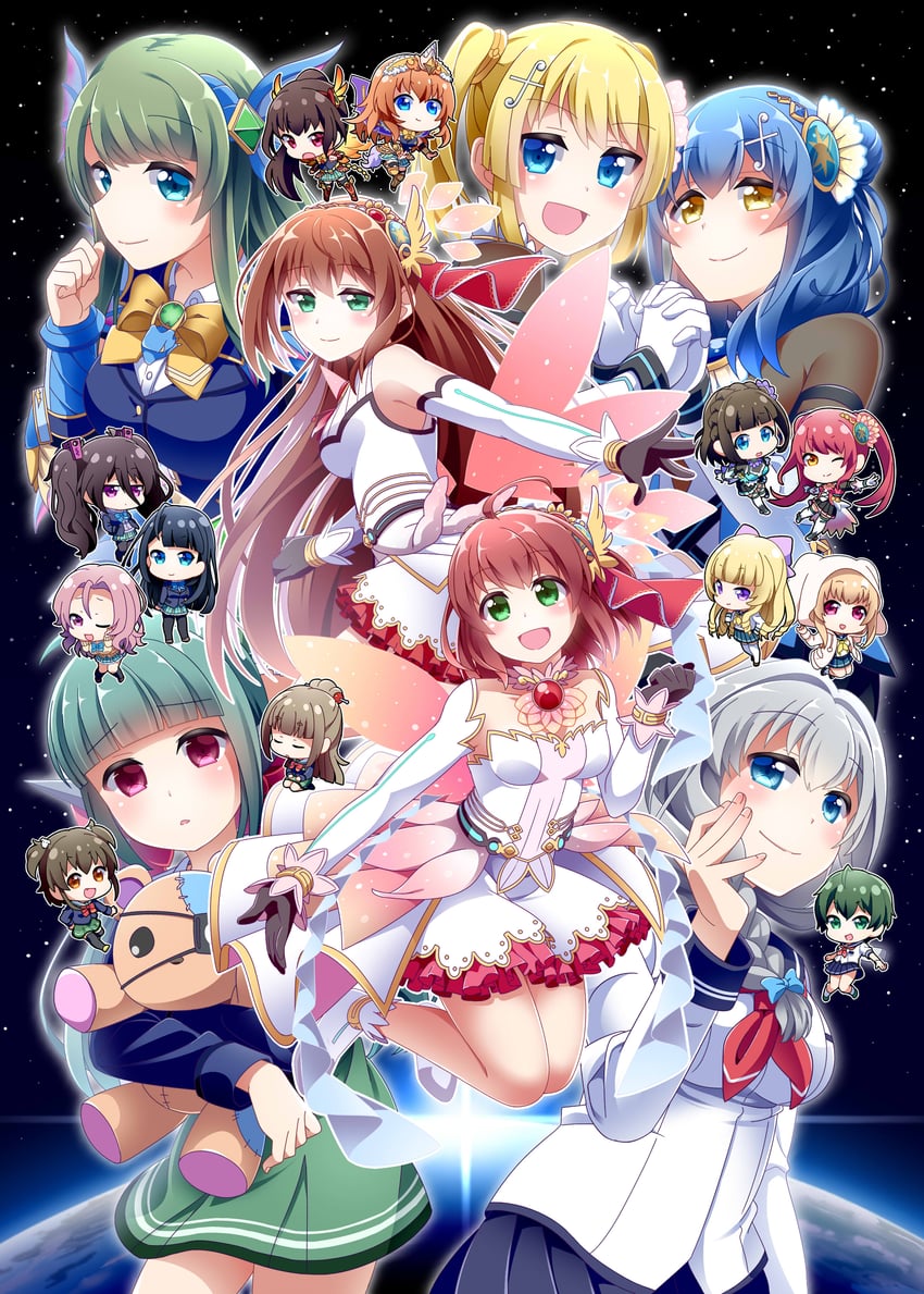 watagi michelle, sadone, kougami kanon, tokiwa kurumi, tsubuzaki anko, and 14 more (battle girl high school) drawn by hiruma_neru
