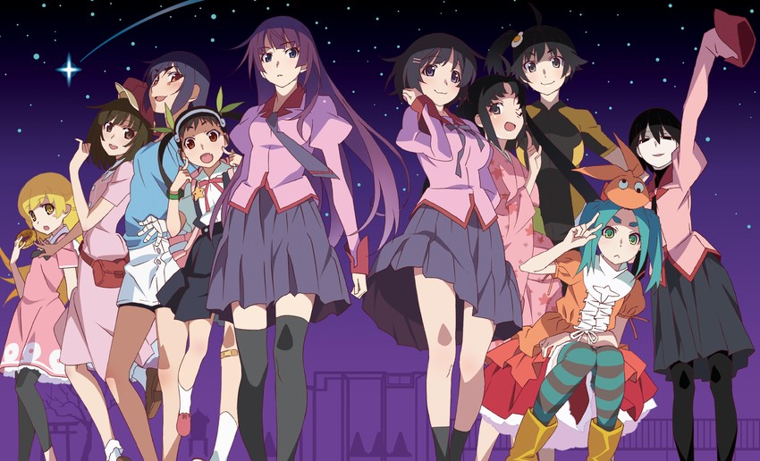 oshino shinobu, senjougahara hitagi, hanekawa tsubasa, sengoku nadeko, hachikuji mayoi, and 5 more (monogatari and 1 more)