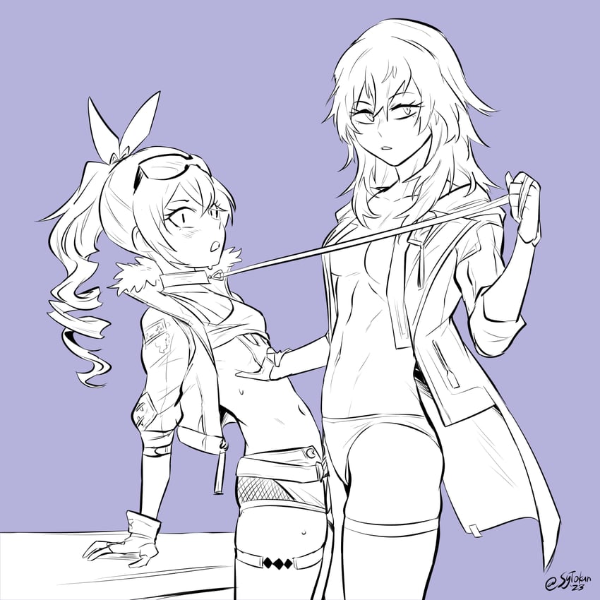 trailblazer, stelle, and silver wolf (honkai and 1 more) drawn by sytokun