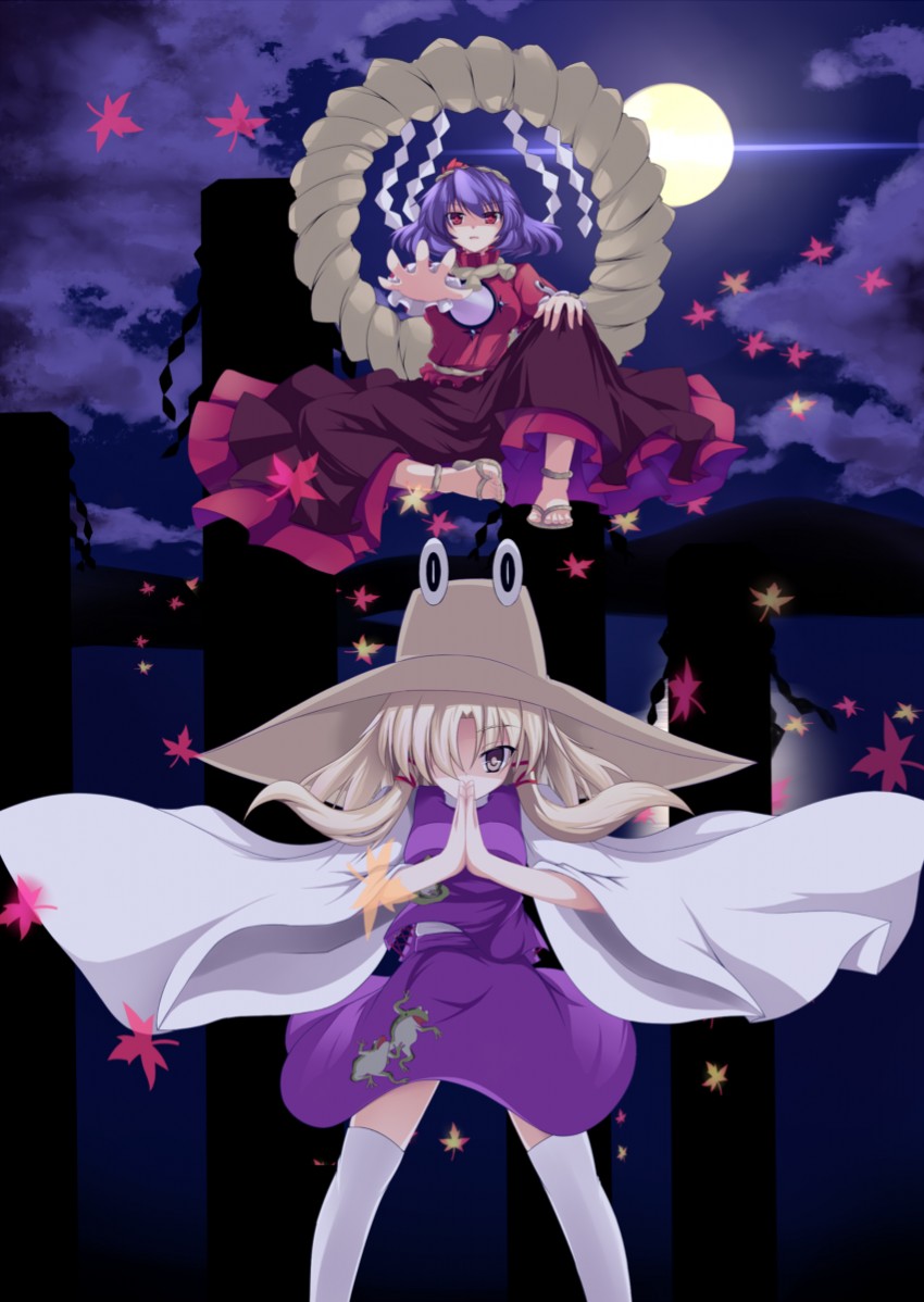 moriya suwako and yasaka kanako (touhou) drawn by kazami_chiu