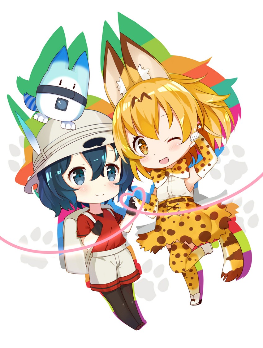 serval, kaban, and lucky beast (kemono friends) drawn by kikistark