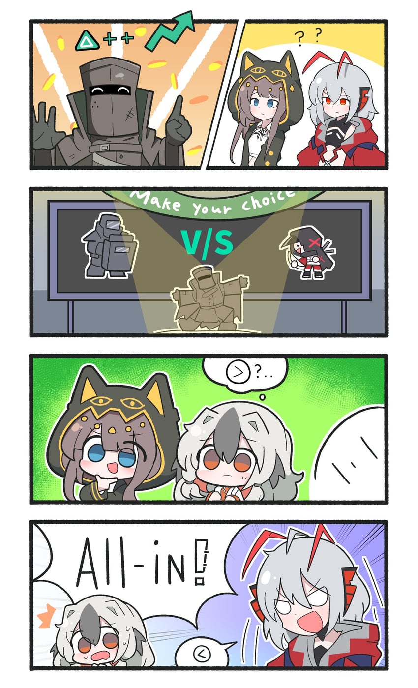 w, pepe, wis'adel, snowsant, and cannot goodenough (arknights) drawn by malrangdonut