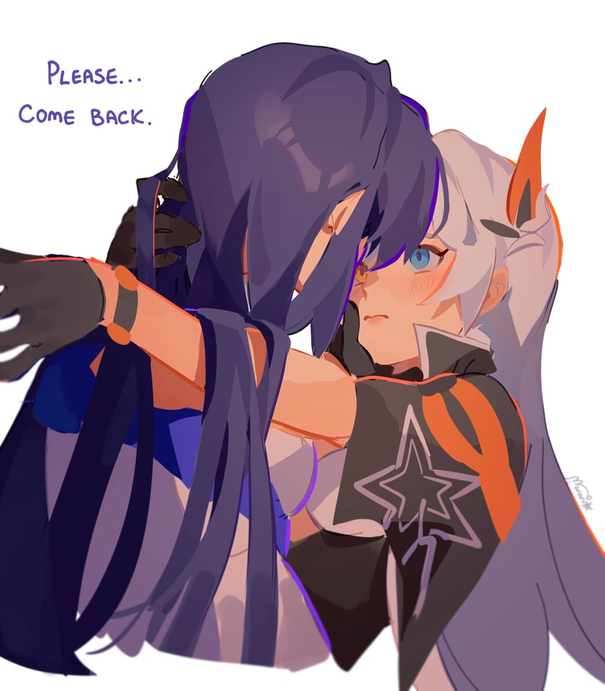 kiana kaslana and raiden mei (honkai and 1 more) drawn by mararu