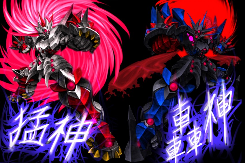 ialdabaoth, apotheosized ialdabaoth, valefor, and apotheosized valefor(srw) (super robot wars and 3 more) drawn by tro_(trombe)