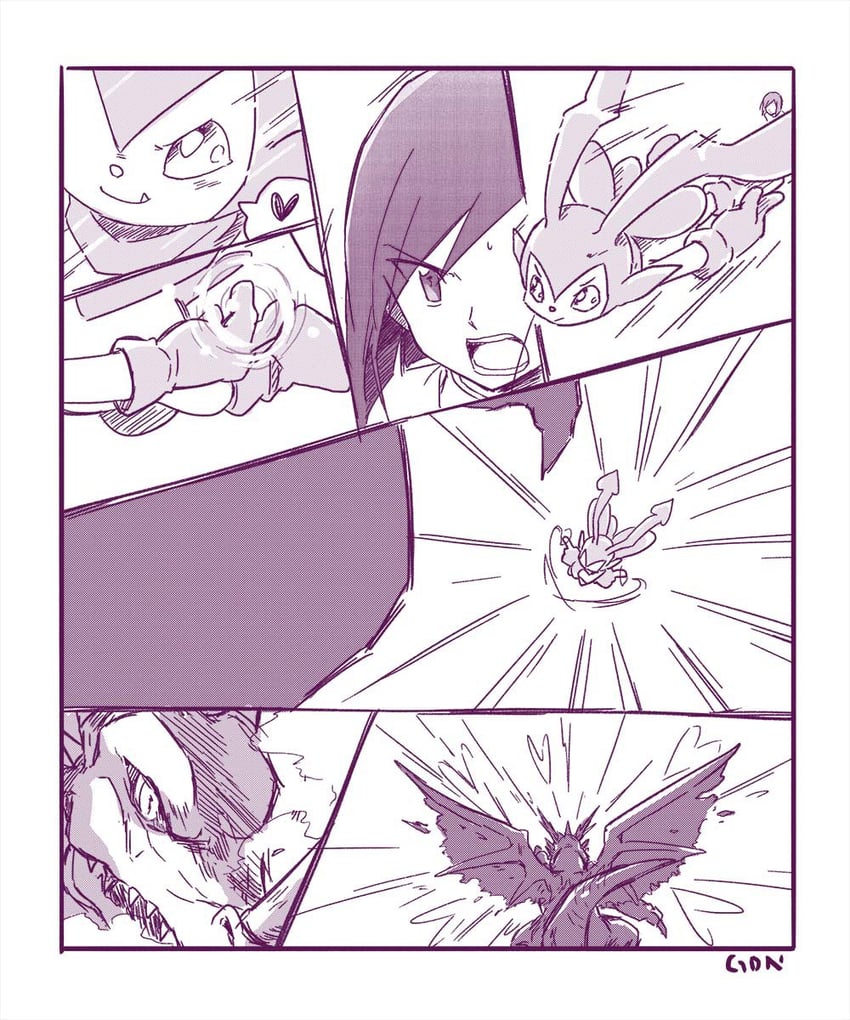 ichijouji ken, coredramon, and pucchiemon (digimon and 1 more) drawn by gdn0522