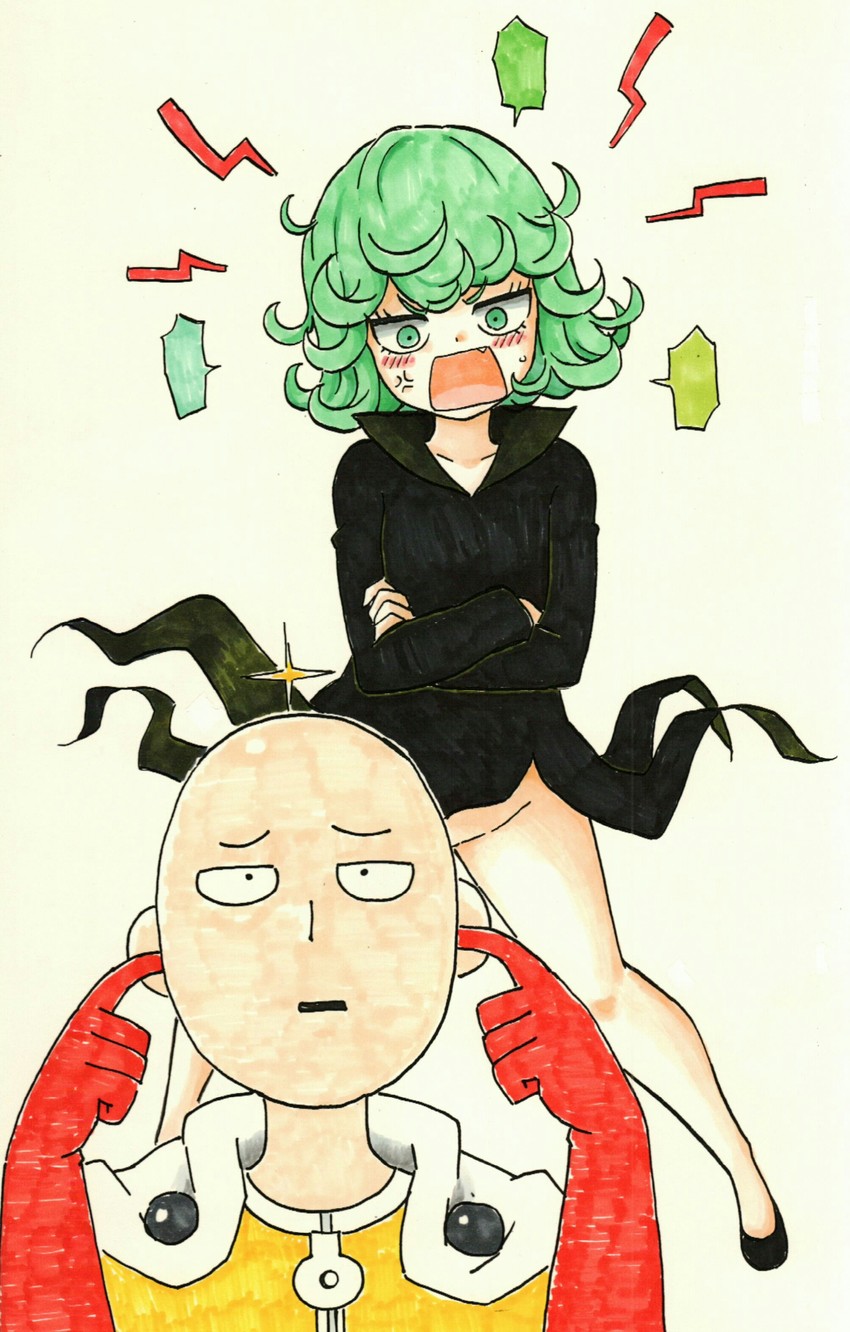 tatsumaki and saitama (one-punch man) drawn by mehonobu_g