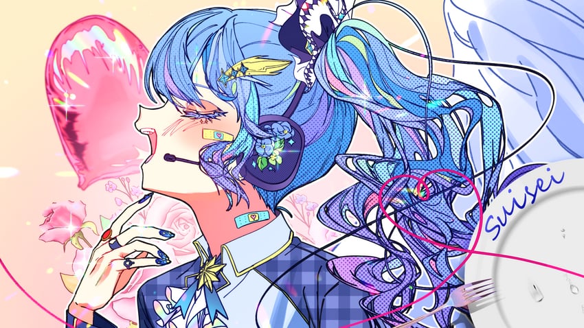 hoshimachi suisei (hololive and 1 more) drawn by sattari