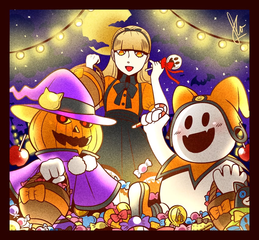 jack frost, alice, and pyro jack (shin megami tensei) drawn by duckpasta_flo