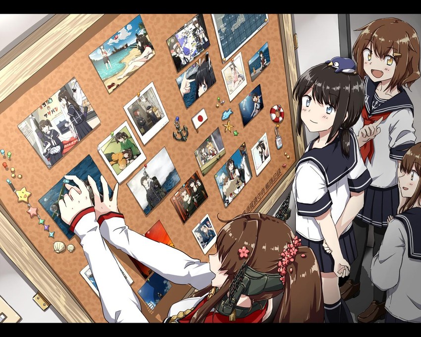 kaga, shigure, inazuma, akagi, yuudachi, and 13 more (kantai collection) drawn by any_(lucky_denver_mint)
