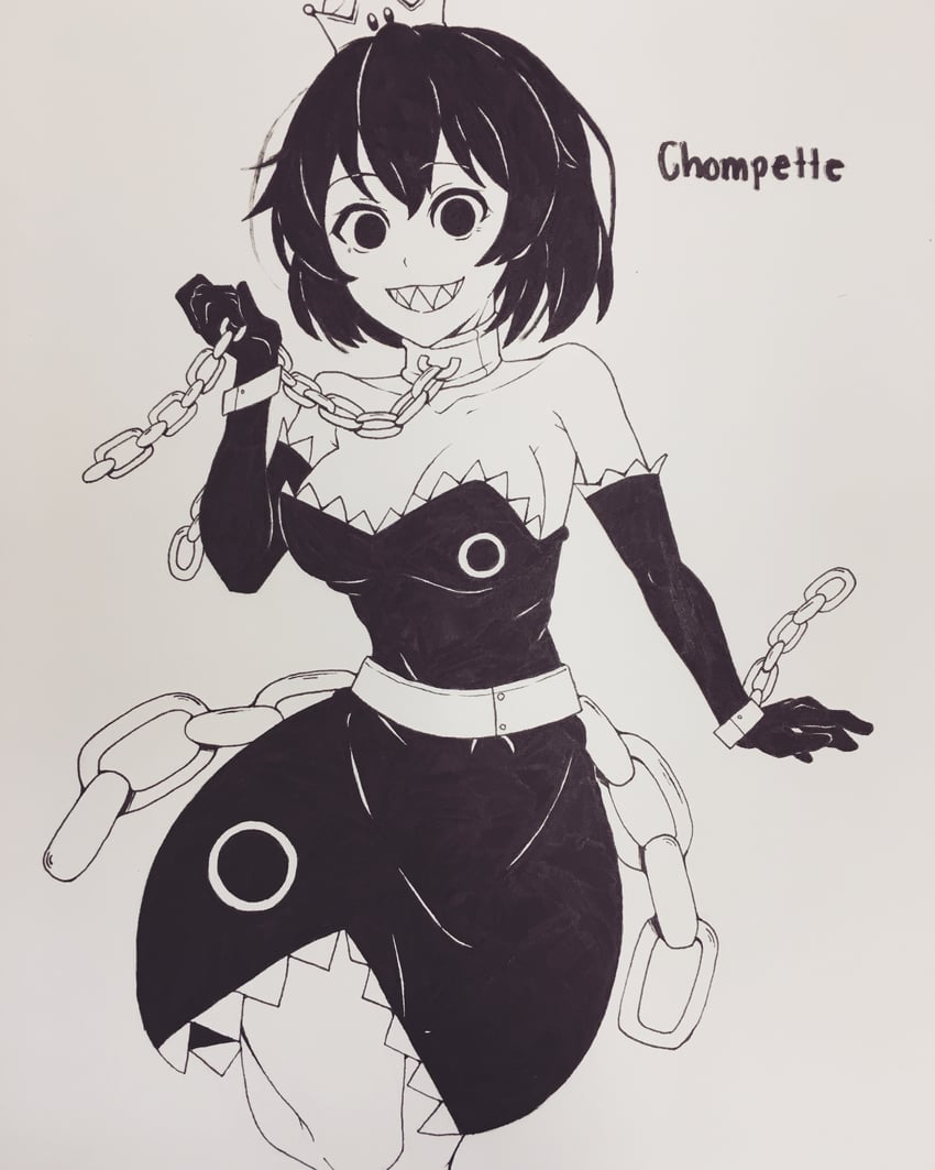 chain chomp and princess chain chomp (mario and 1 more) drawn by aceofbros