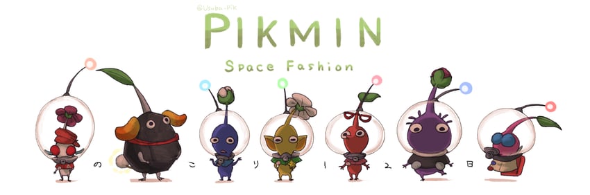 red pikmin, olimar, yellow pikmin, blue pikmin, purple pikmin, and 9 more (pikmin and 1 more) drawn by usuba_(hatomugip)
