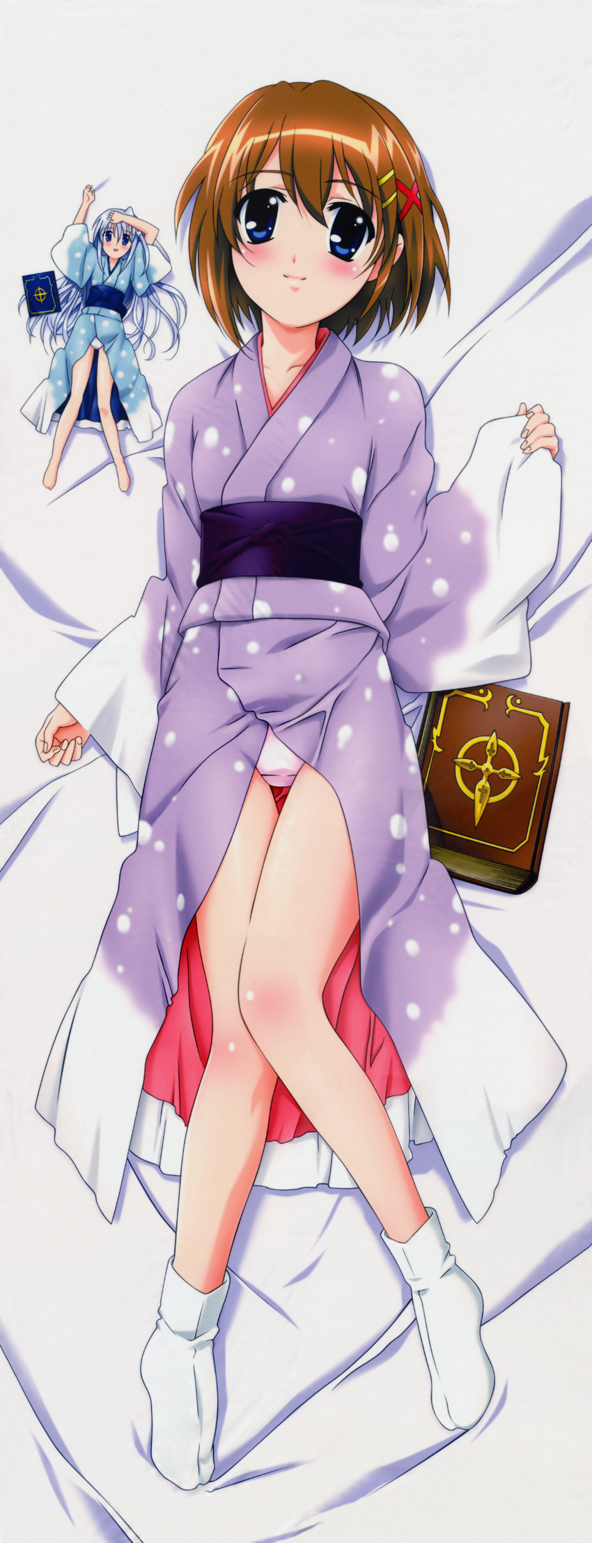 yagami hayate, reinforce zwei, tome of the night sky, and book of the azure sky (lyrical nanoha and 2 more) drawn by okuda_yasuhiro