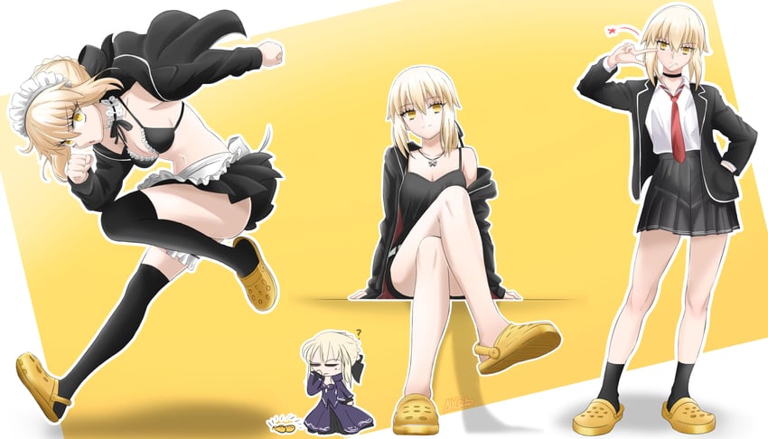 artoria pendragon and saber alter (fate and 1 more) drawn by alterworshiper