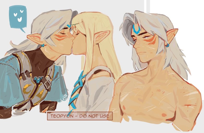 link, princess zelda, and fierce deity (the legend of zelda and 1 more) drawn by pyonteo