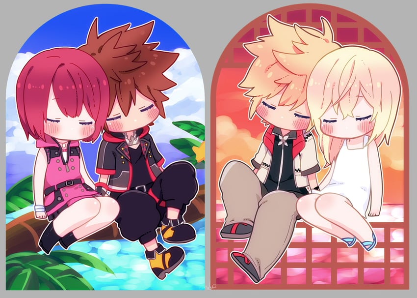 sora, roxas, kairi, and namine (kingdom hearts and 2 more) drawn by anoko_(darenokoanoko)