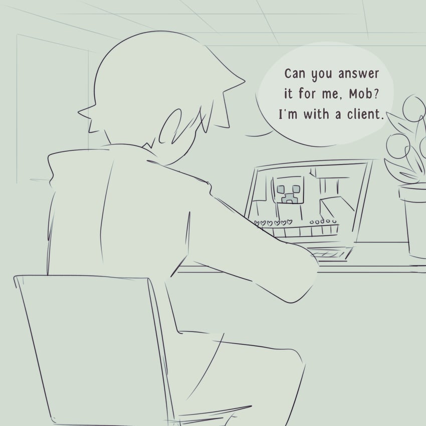 reigen arataka and creeper (minecraft and 1 more) drawn by doofazoid