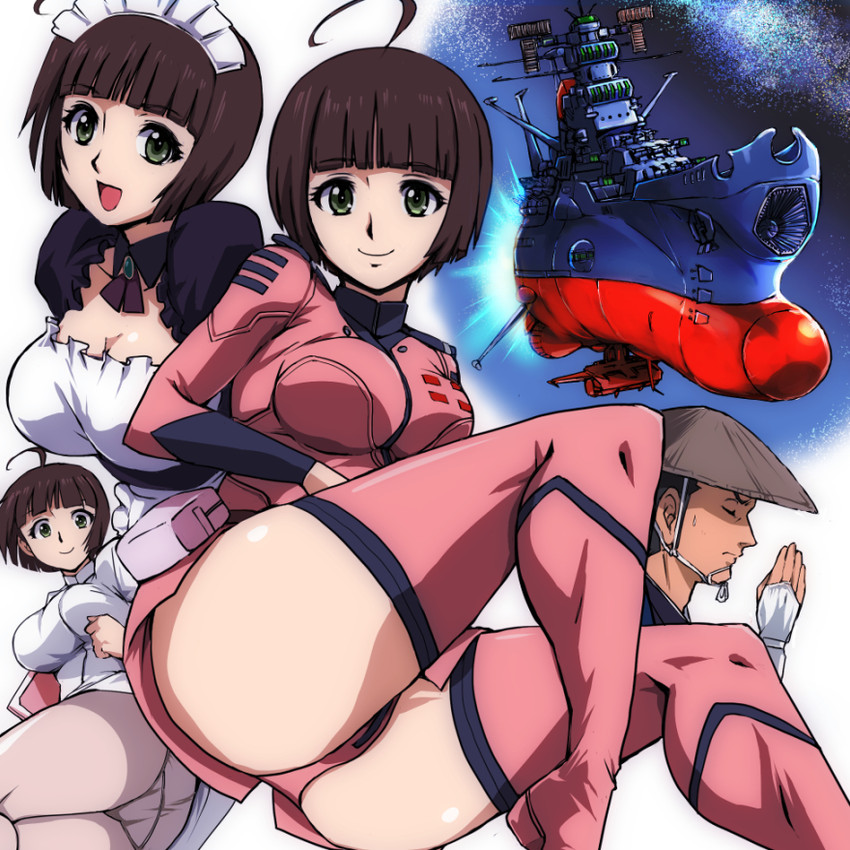harada makoto and katou saburou (uchuu senkan yamato and 1 more) drawn by kamisimo_90