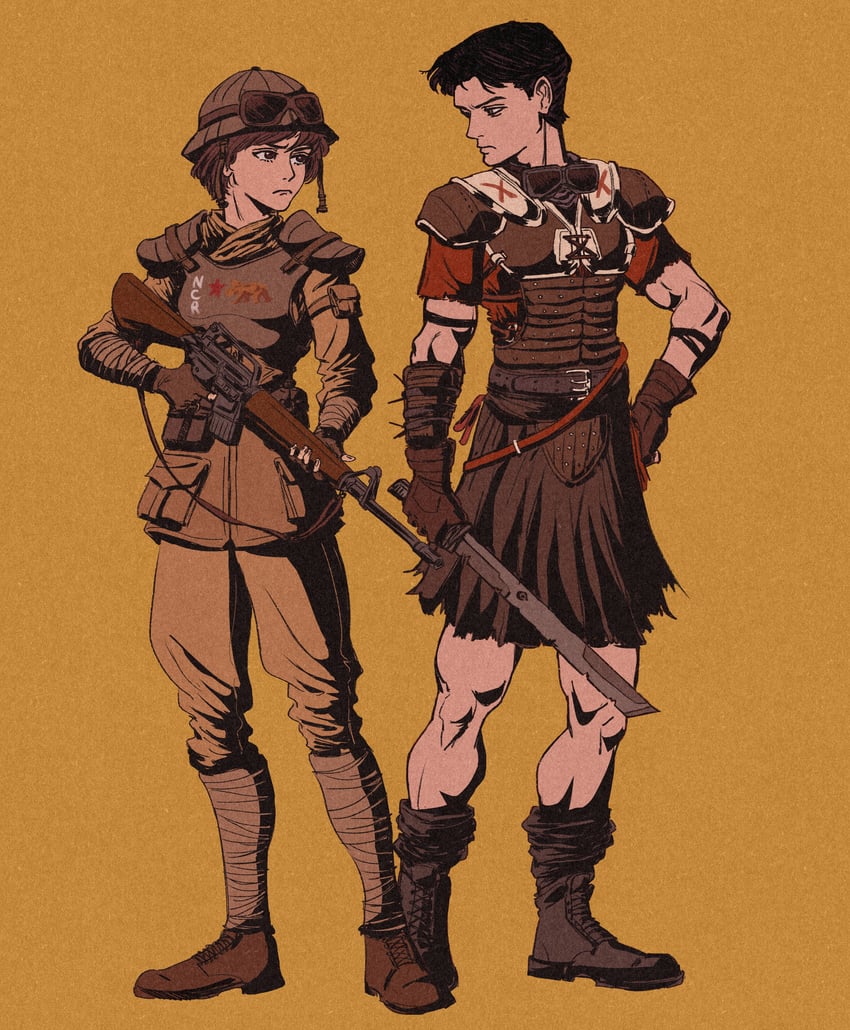 ncr trooper and legionary (fallout and 1 more) drawn by f3lla