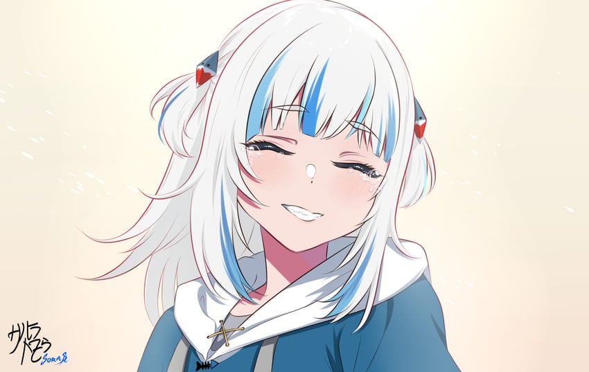 gawr gura (hololive and 1 more) drawn by saharat_sora