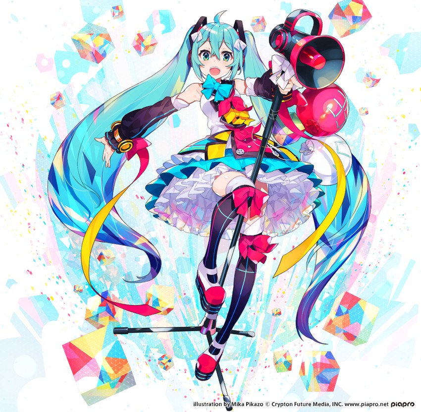 hatsune miku and magical mirai miku (vocaloid and 2 more) drawn by mika_pikazo