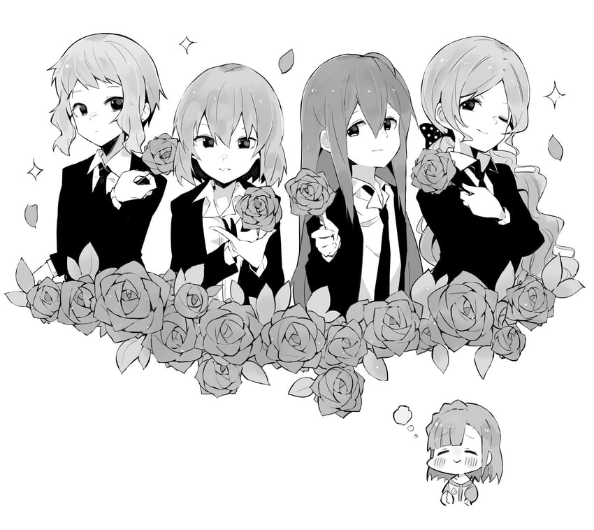 makabe mizuki, nanao yuriko, mochizuki anna, handa roco, and nagayoshi subaru (idolmaster and 2 more) drawn by maverick_(muruchin)