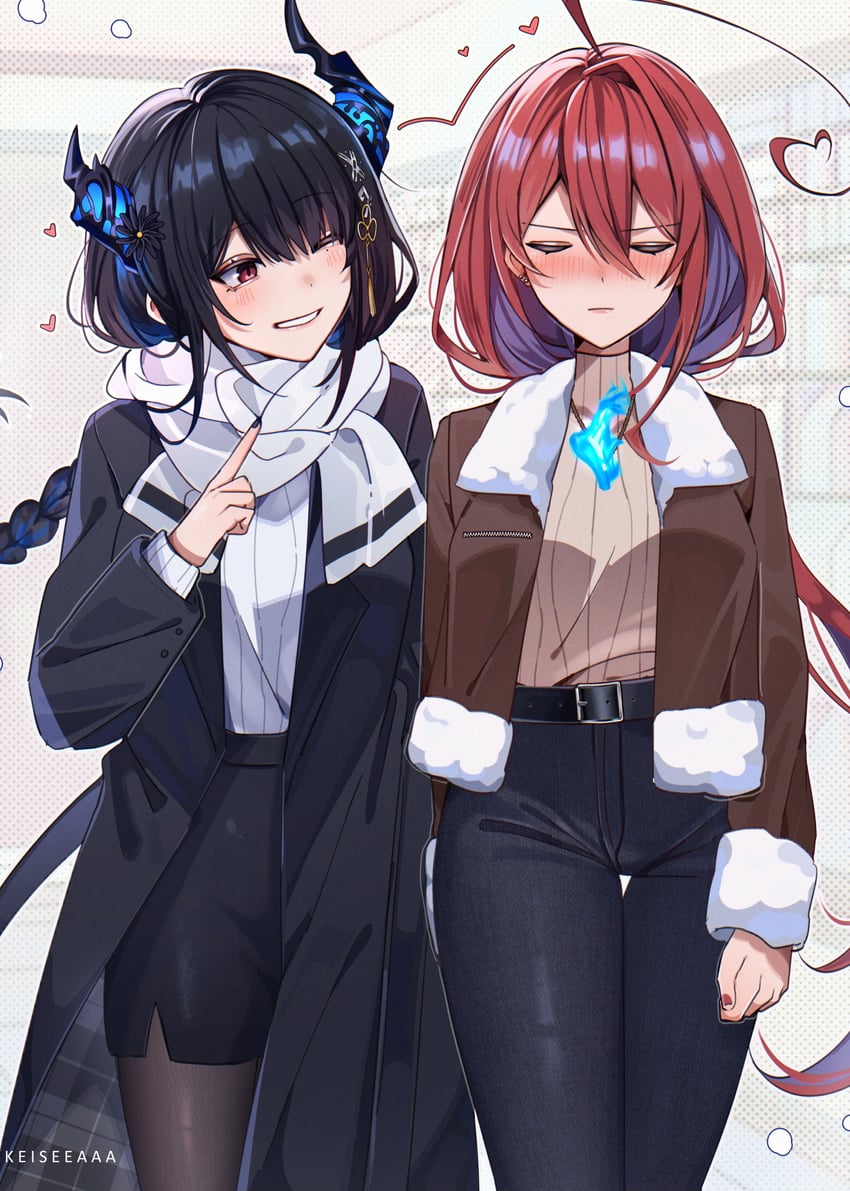 nerissa ravencroft and elizabeth rose bloodflame (hololive and 1 more) drawn by keisea