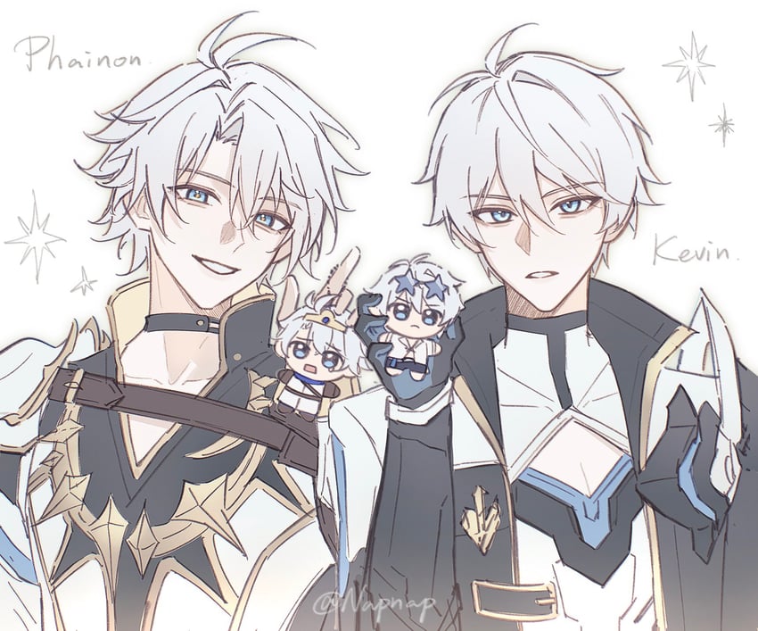 phainon, kevin kaslana, and hino satoshi (honkai and 2 more) drawn by napppptt