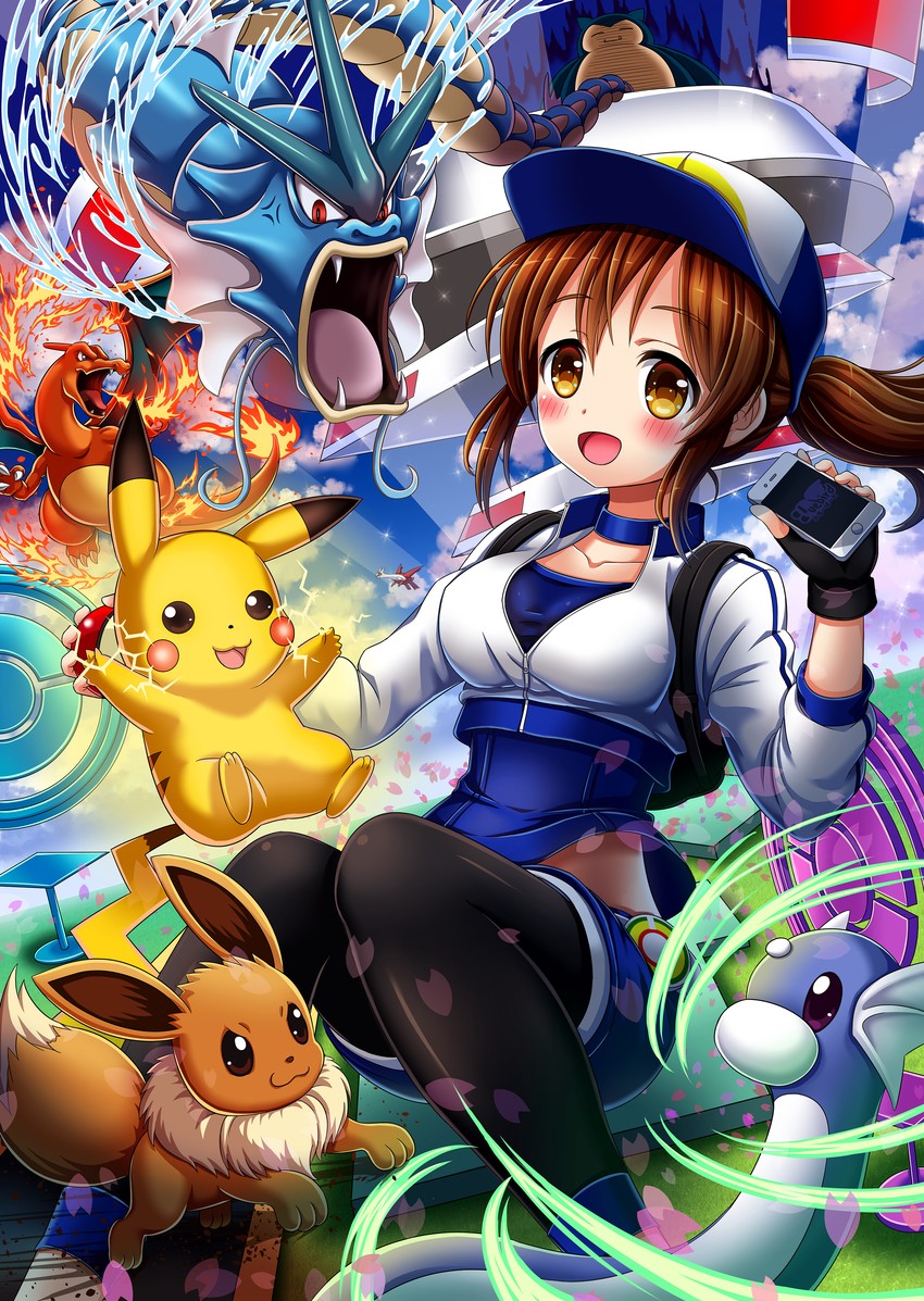 pikachu, eevee, charizard, latias, snorlax, and 3 more (pokemon and 1 more) drawn by bluebird_(bluebird90)