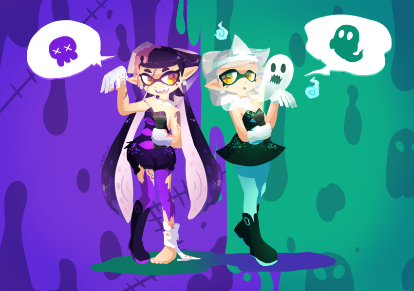 callie and marie (splatoon and 1 more) drawn by kelkilou
