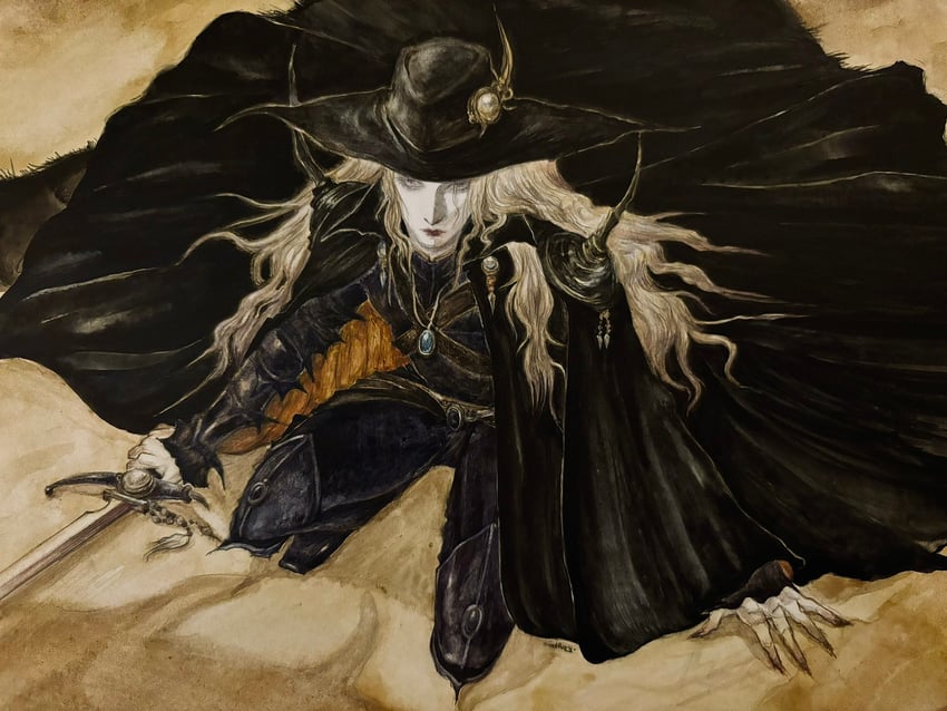 d, left hand, d's left hand, and countenanced carbuncle (vampire hunter d) drawn by moffury