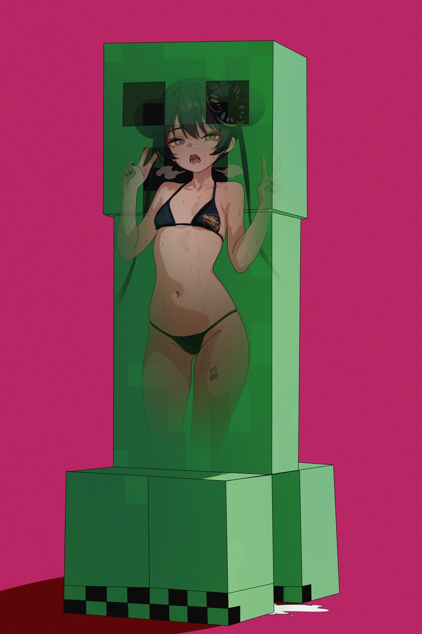 kisaki and creeper (blue archive and 1 more) drawn by momobug22