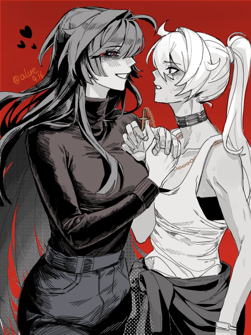 kiana kaslana and raiden mei (honkai and 1 more) drawn by alue_hai