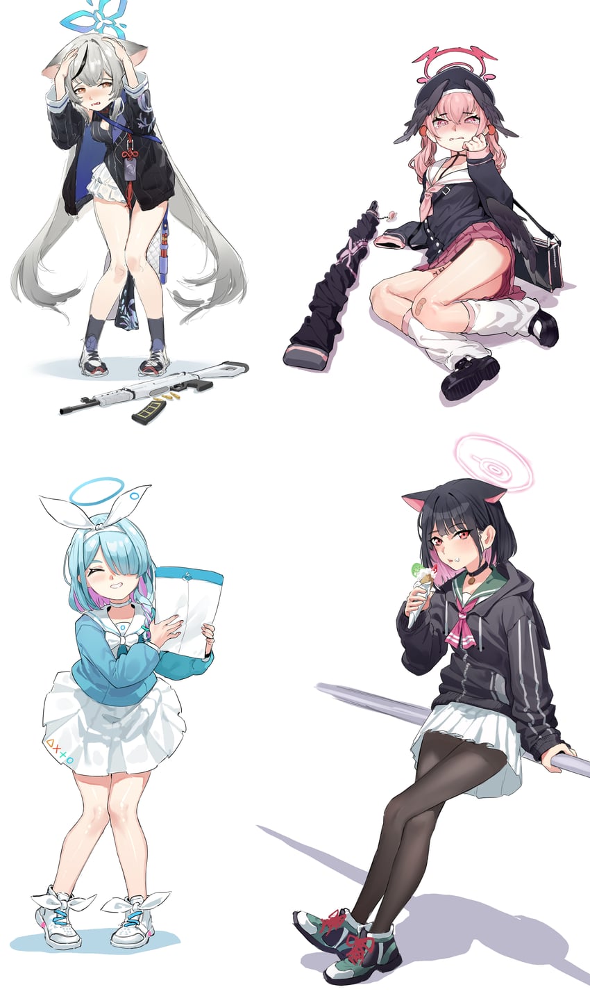 koharu, kazusa, arona, and kokona (blue archive) drawn by cou_di_di