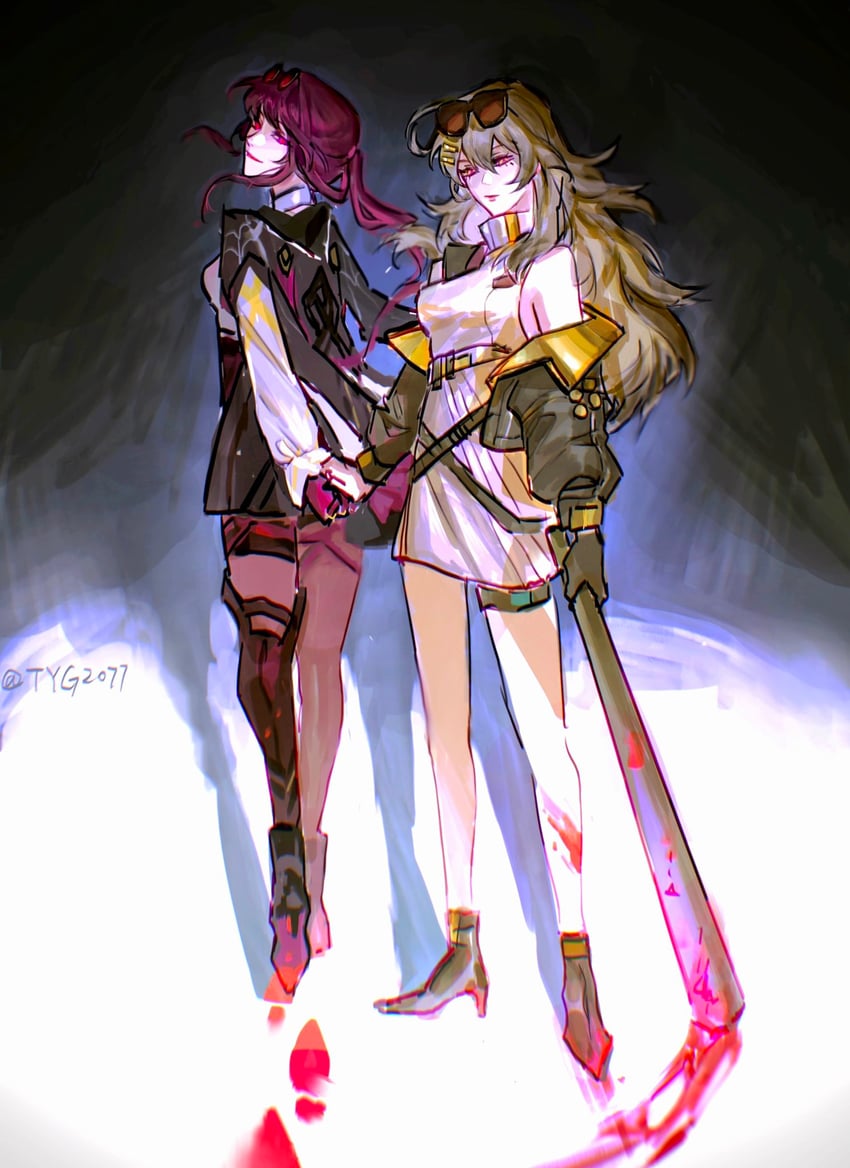 trailblazer, stelle, and kafka (honkai and 1 more) drawn by tyg2077