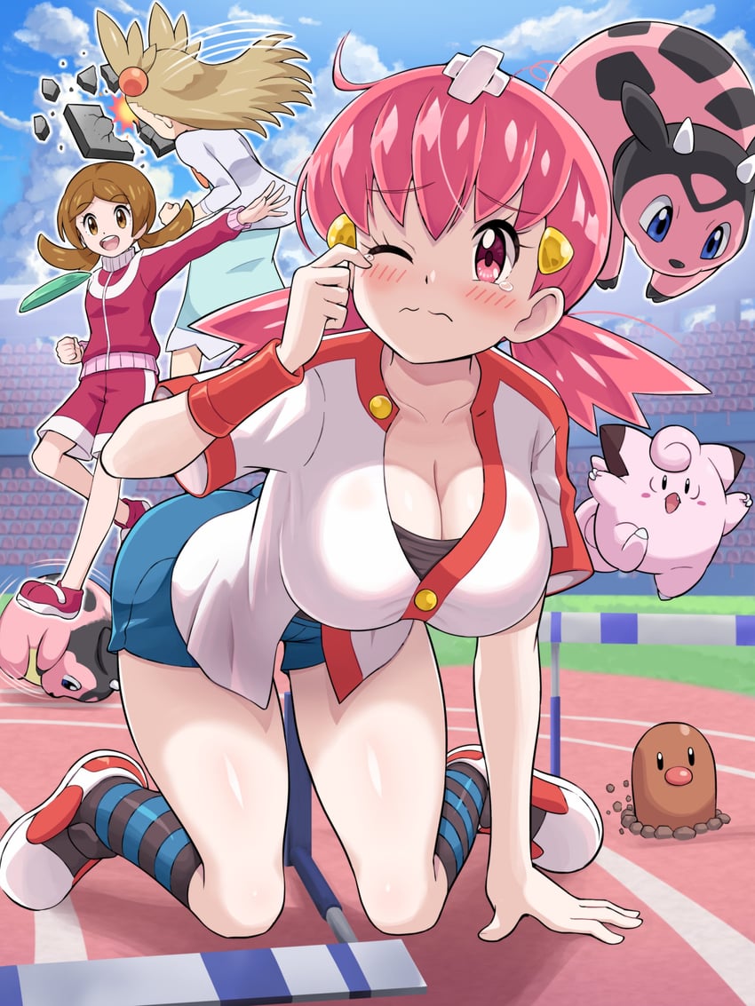 clefairy, jasmine, whitney, diglett, miltank, and 1 more (pokemon and 1 more) drawn by pokemoa