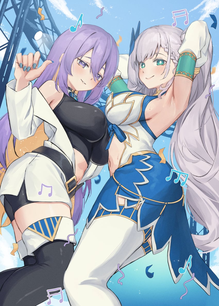 moona hoshinova and pavolia reine (hololive and 1 more) drawn by kangbus