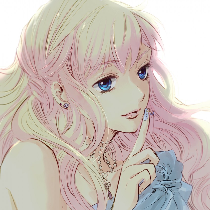 Anime girl with blonde hair blue eyes